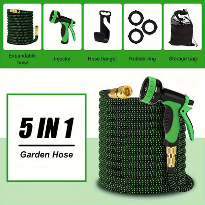 Tuinslang 15m Uitschuifbaar – Tuinslangset – Tuinslang Haspel – Tuinslang Knikvrij – Tuinslang PVC – 10 Sproeistanden – Rubber Buitenlaag & Lekvrij Design