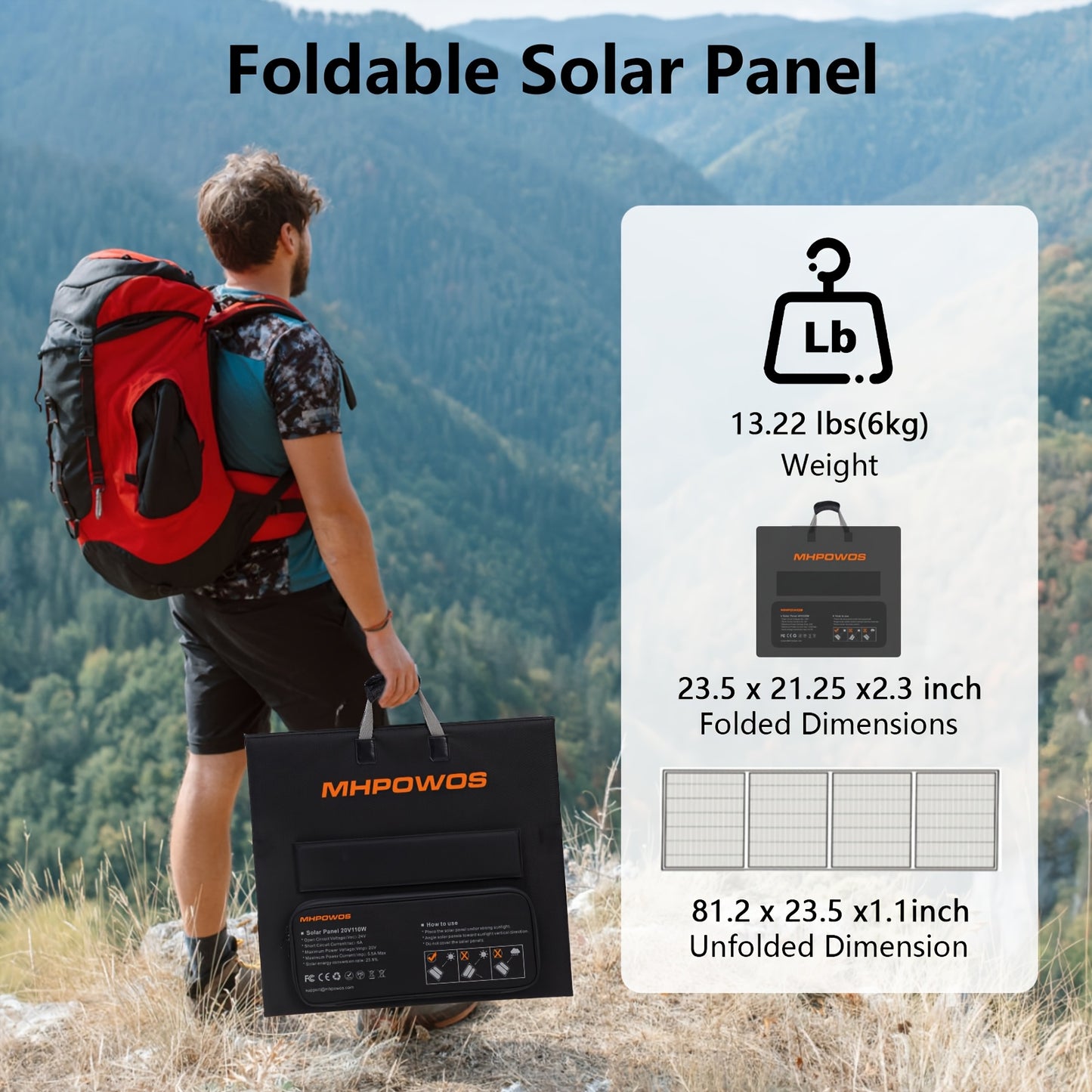 Zonnepaneel – Solar Panel – Opvouwbaar Paneel – Zonne-energie – Zonnecellen – 220W Vermogen – Hoog Rendement 23,5% Efficiëntie