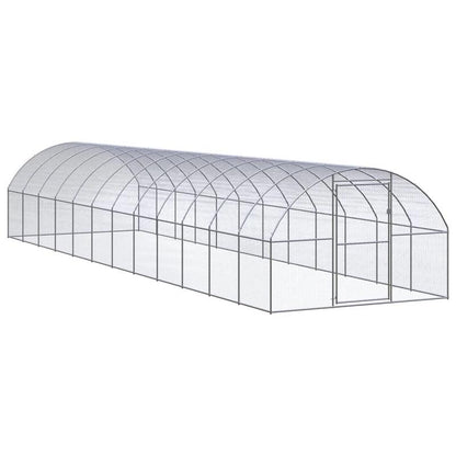 Kippenren – Pluimveren – Kipren – Hennenren – Dierenren – Zilverkleurig – Gegalvaniseerd Staal – 3x1,2x2 Meter – Geen Elektriciteit Nodig