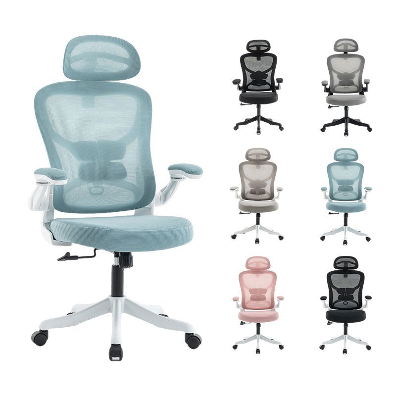 Ergonomic Office Chair, Desk Chair with Adjustable Headrest, Armrests, Lumbar Support, Swivel Chair, Rocker Function, Mesh Executive Chair, Back-Friendly, Office Chair 150 kg