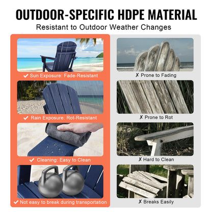 Klapstoel Buiten – Tuinstoel Opvouwbaar – Adirondackstoel Kunststof – Campingstoel Inklapbaar – Balkonstoel Blauw – Weerbestendig HDPE – Stevige Constructie 180 kg