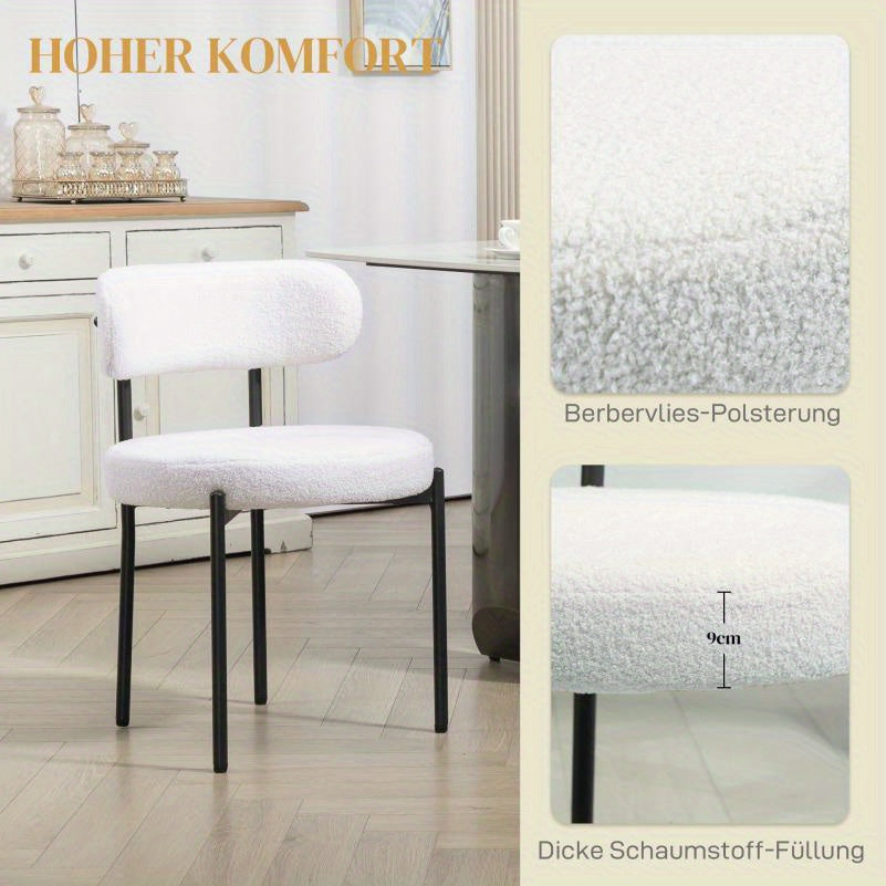 Eetkamerstoelen – Stoelen – Dining Chairs – Zithoekstoelen – Bistro Stoelen – Set van 2 – Zachte Fleece Bekleding – Stevige Metalen Poot