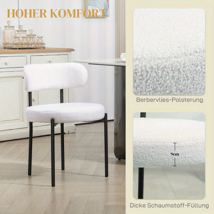 Eetkamerstoelen – Stoelen – Dining Chairs – Zithoekstoelen – Bistro Stoelen – Set van 2 – Zachte Fleece Bekleding – Stevige Metalen Poot