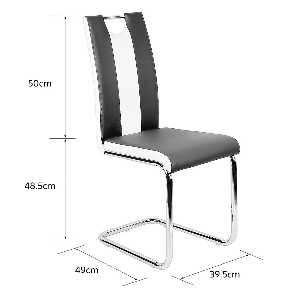 Bowback Dining Chair - 49cm Seat Height High Back Kitchen Chairs With Classic Durable Faux Leather, Ergonomic Armless Modern Accent Chairs For Home Office Restaurant (Set Of 2, Grey+white)