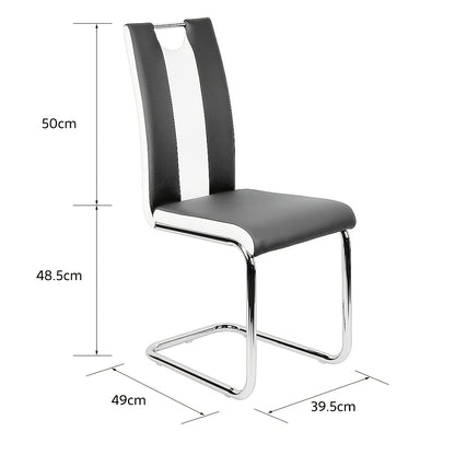 Bowback Dining Chair - 49cm Seat Height High Back Kitchen Chairs With Classic Durable Faux Leather, Ergonomic Armless Modern Accent Chairs For Home Office Restaurant (Set Of 2, Grey+white)