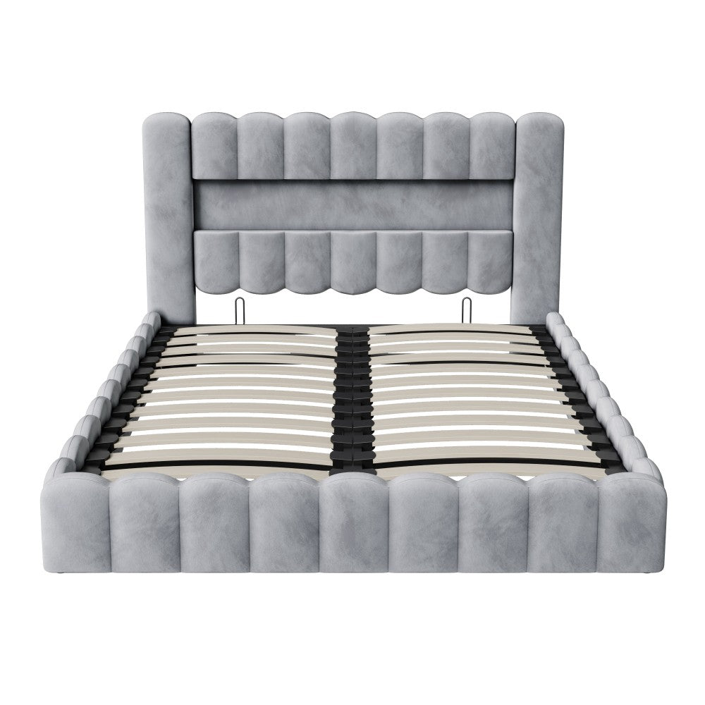 Bedframe – Gestoffeerd Bed – Tweepersoonsbed – Bedbodem – Opbergruimte – 180x200 cm – Velvet Bekleding – Hydraulisch Liftmechanisme