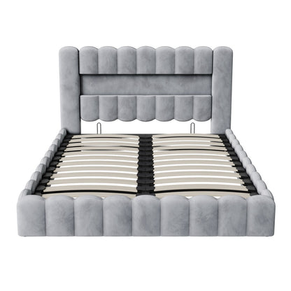 Bedframe – Gestoffeerd Bed – Tweepersoonsbed – Bedbodem – Opbergruimte – 180x200 cm – Velvet Bekleding – Hydraulisch Liftmechanisme
