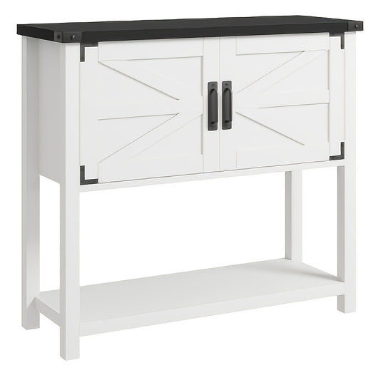 Vintage Sidetable – Console Tafeltje – Haltafel – Opbergmeubel – Kastje Wit-Grijs – Ruimtebesparend Ontwerp – Gefineerd Hout 68,5 cm Hoog
