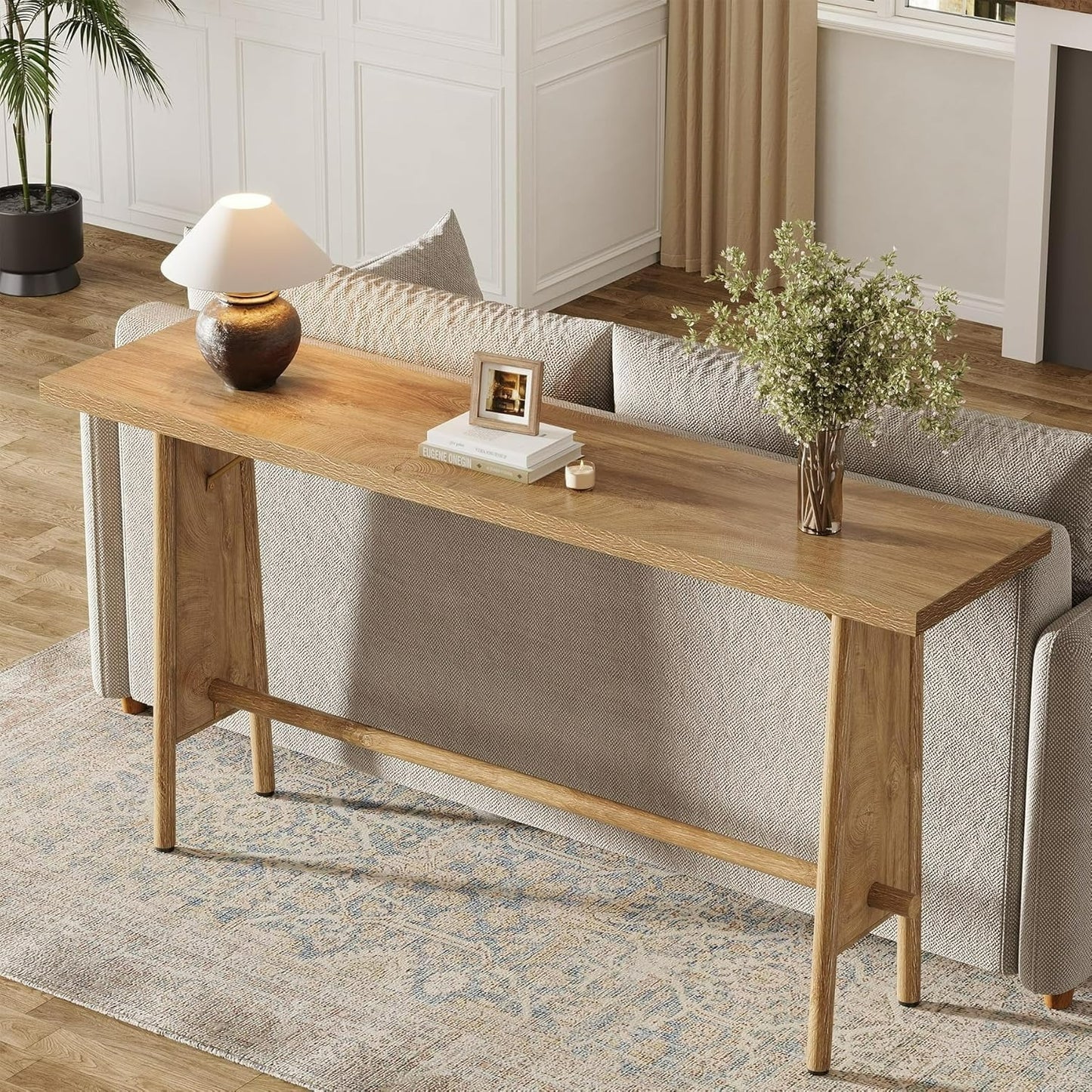 Sidetable – Consoletafel – Wandtafel – Haltafel – Dressoir – Modern Rustiek – 160 cm Lang & Smal – Stevig MDF Met Metaal