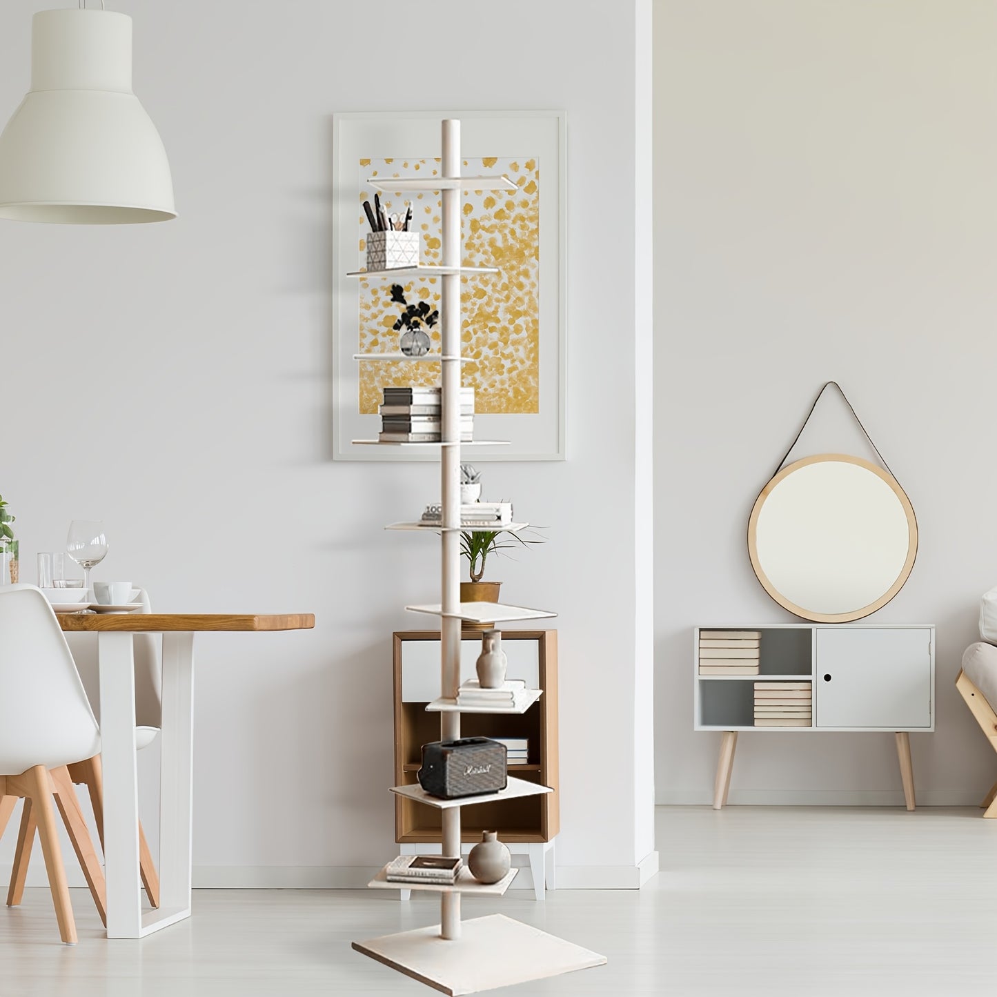 Boekenkast – Boekenrek – Vakkenkast – Opbergkast – Stellingkast – 9-laags – Draaibaar Met Metalen Frame – Smal Hoog Design