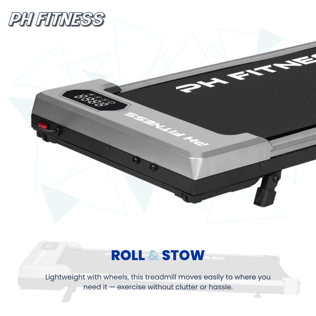 Loopband – Treadmill – Wandelloper – Fitnessapparaat – Joggingpad – Compact Lichtgewicht Ontwerp – Stille 1,3PK Motor – Draadloze Afstandsbediening – Bluetooth FitShow App – Handmatige Hellingshoek – 120 Kg Maximaal Gewicht – Grijs