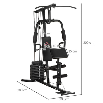 Fitnessstation – Home Gym – Krachtstation – Bodybuildingapparaat – Multigym – 9x 5 kg Gewichtsschijven – Robuust Staal & Ergonomisch Comfort