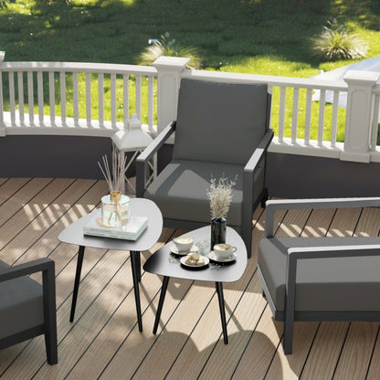 Buiten Tafel – Bijzettafel – Tuin Tafeltje – Balkon Tafel – Zwarte Metalen Tafels – Weerbestendig – Verstelbare Voetjes