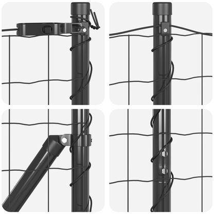 Recinzione Euro 7-Post 1.5x10m - Zincato Grigio Metal Garden Trellis with 7 Horizontal Bars, Sturdy Reinforced Posts for Climbing Plants, Ivy, Roses & Roses - Durable Outdoor Plant Support, Garden Trellis for Climbing Plants,