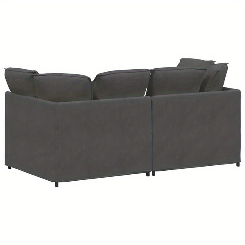 Modulaire Bank – Hoekbank – Zitbank – Modulair Sofa – Bankstel – Donkergrijs Corduroy – Stevige Houten Basis – Losse Kussens