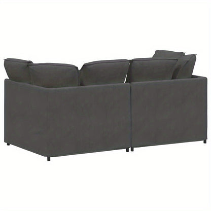 Modulaire Bank – Hoekbank – Zitbank – Modulair Sofa – Bankstel – Donkergrijs Corduroy – Stevige Houten Basis – Losse Kussens