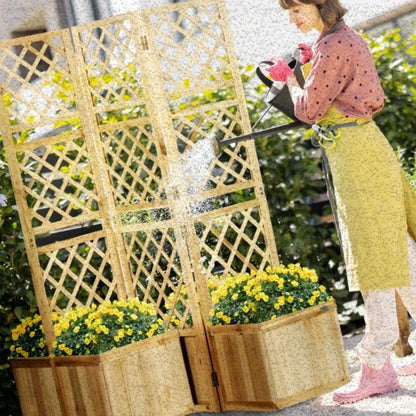 Tuinscherm – Scherm Afscheiding – Tuinafscheiding – Balkon Scherm – Privacy Scherm – 3-delig Metalen Scherm – Inclusief 4 Bloemenzakken – 133 x 165 cm – Weerbestendig