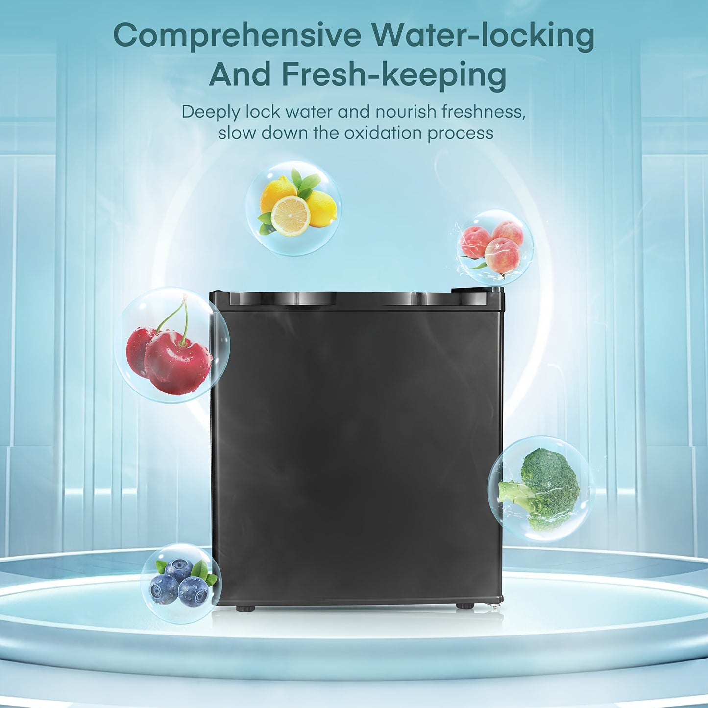 Mini Koelkast – Compact Koelkast – Tafelkoelkast – Koelbox – Kleine Koelkast – 46L Inhoud – Fluisterstil 42dB – Zwart Mat Roestvrij Staal – Omkeerbare Deur