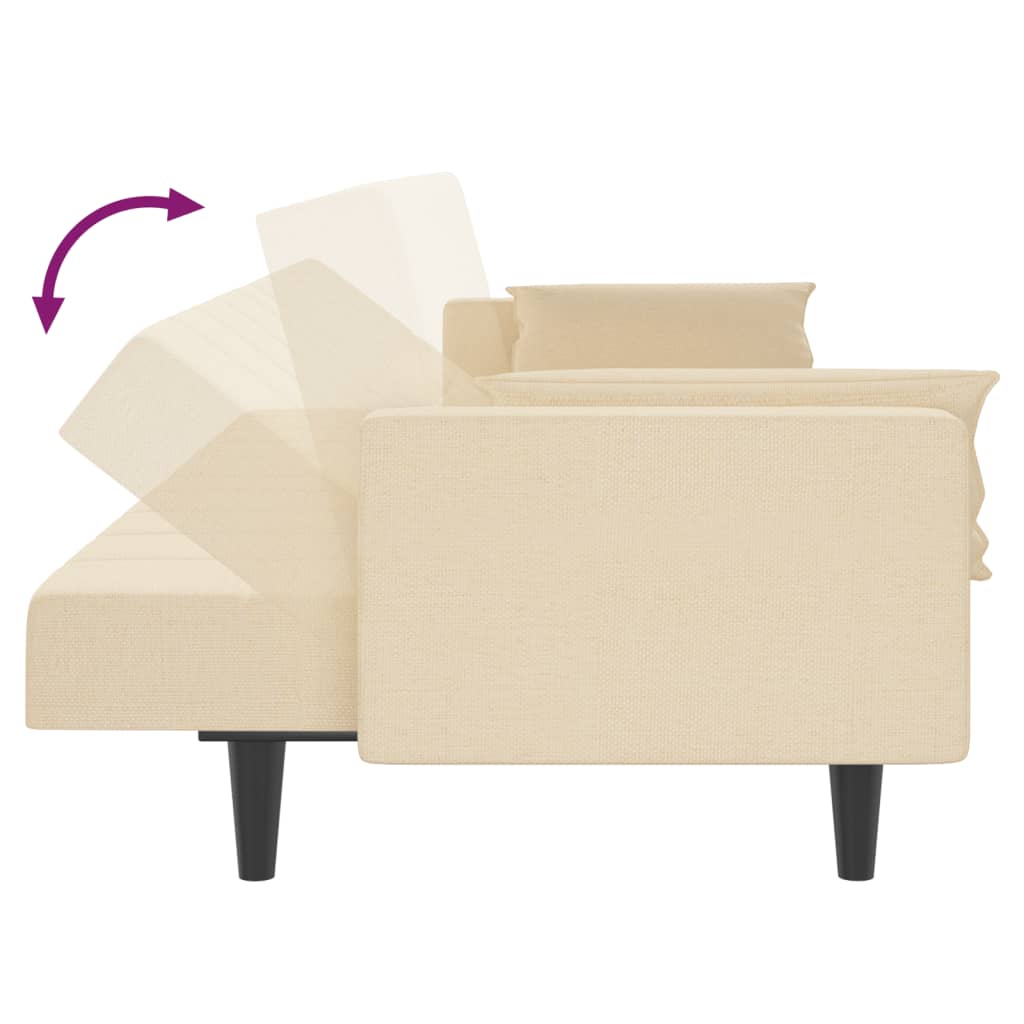 Slaapbank – Slaapstoel – Bedbank – Logeerbed – Futonbank – Crème Kleur – 2-Persoons – Met Stof Bekleding – Met Stevig Metalen Onderstel