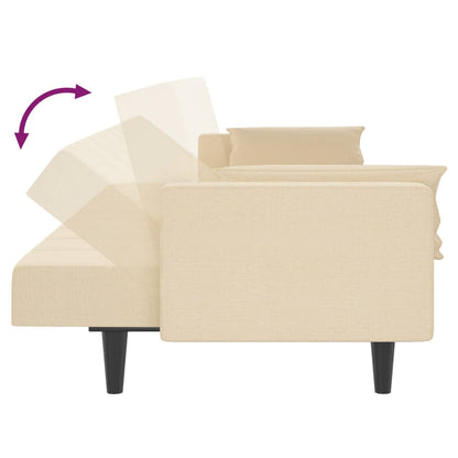 Slaapbank – Slaapstoel – Bedbank – Logeerbed – Futonbank – Crème Kleur – 2-Persoons – Met Stof Bekleding – Met Stevig Metalen Onderstel