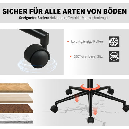 Bureaustoel – Ergonomische Stoel – Draaistoel – Office Chair – Bureaustoelen – 360° Draaibaar – Verstelbare Zithoogte – Crème Wit Fleece Met Schuimvulling – Stevig Metalen Frame