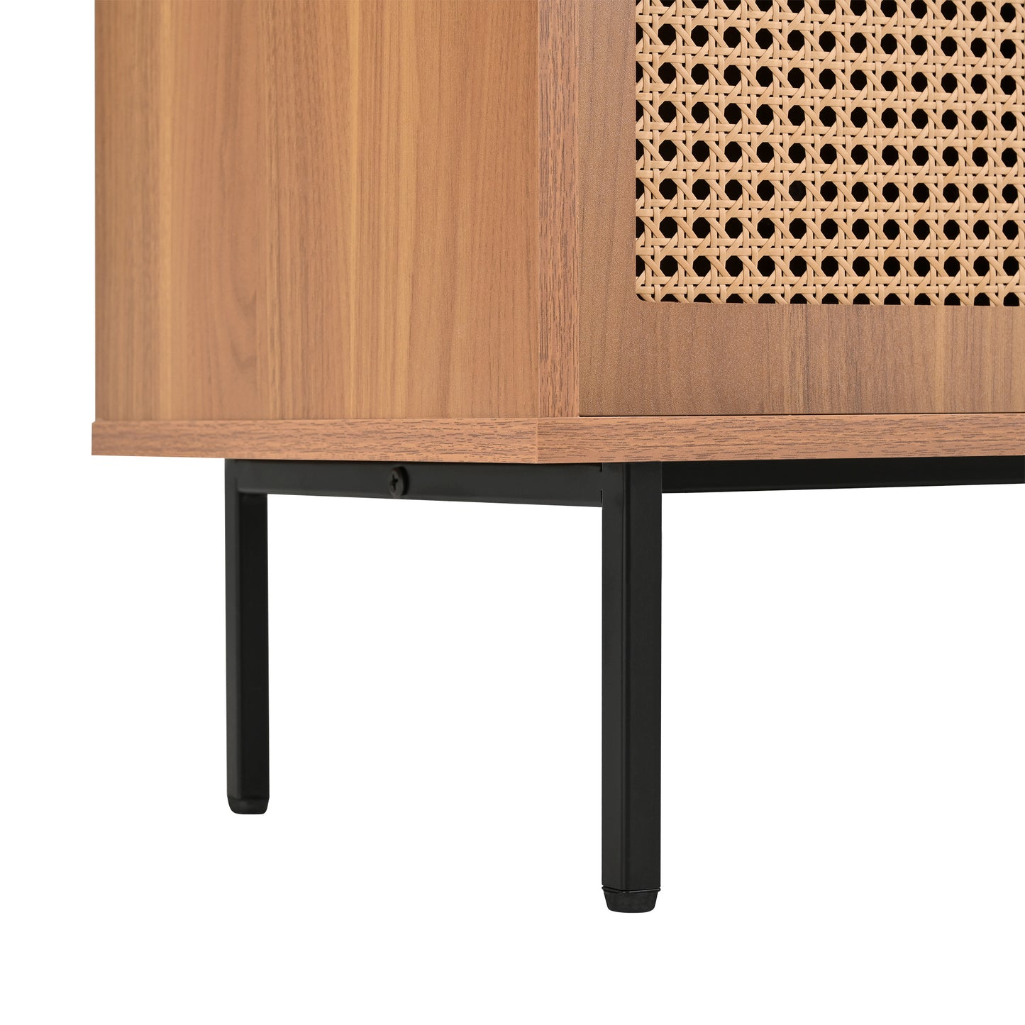 Sideboard – Dressoir – Buffetkast – Opbergkast – Kast – Modern – Houtlook Met Rattan – 140x37x91 cm – 3 Laden Met Verstelbare Planken