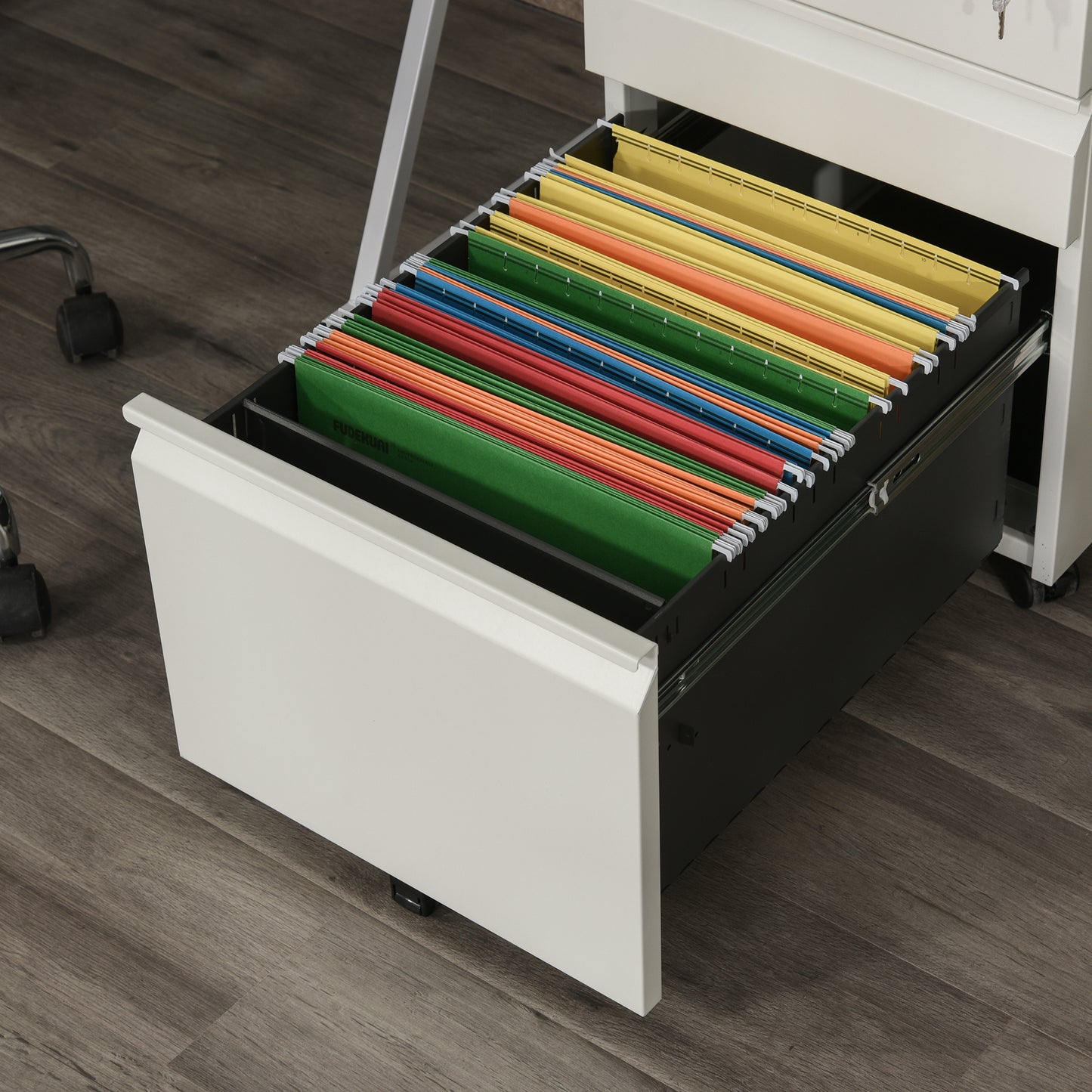 Mobiele Ladekast – Ladekast Op Wieltjes – Kantoorwagen – Office Organizer – Mobiele Kast Wit – 3 Ruime Laden – Veilig Met Sleutelslot – Compact 39x48x60 cm