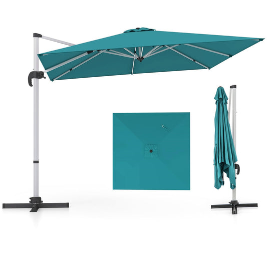 Vierkante Parasol – Tuinparasol – Terrasparasol – Balkonparasol – Marktparasol – 300x300 cm – 360° Draaibaar Met Kantelfunctie – Water- en UV-Bestendig Polyester Doek – Blauw
