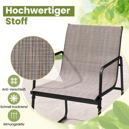 3-delige Tuinmeubelset – Bistroset – Balkonset – Terrasmeubilair – Tuinmeubilair – Ruimtebesparend Ontwerp – Comfortabele Ademend Stof – Zwart Frame Met Bruin Tafelblad