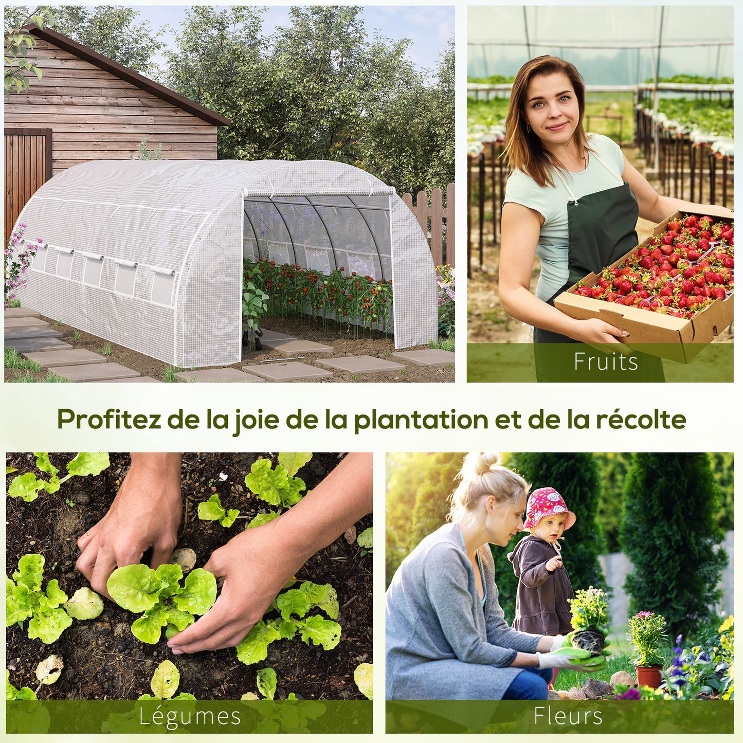 Tuinhuisje – Tuinkas – Kas – Kweekkas – Serre – 18 m² – Gegalvaniseerd Stalen Frame – UV-bestendig PE-zeil wit