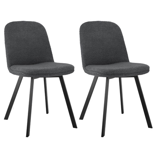Eetkamerstoel – Stoel – Kuipstoel – Keukenstoel – Dining Chair – Teddy Fleece – Zachte Bekleding – Stabiel Metalen Frame – Set van 2