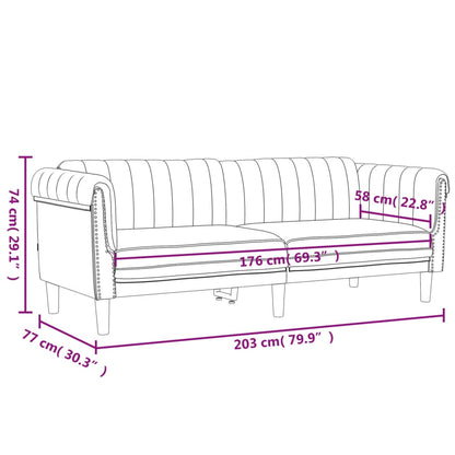 3-zitsbank – 3-zits sofa – gestoffeerde bank – zitbank – velours bank – lichtgrijs – zacht fluweel – comfortabel zitcomfort