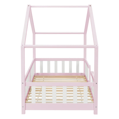 Kinderbed – Huisbed – Kinderbedje – Peuterbed – Bed Voor Kinderen – Massief Grenenhout – Valbeveiliging – Matras 90x200 cm