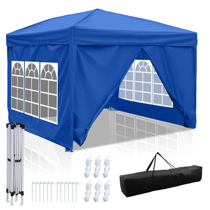 Strandtent – Partytent – Paviljoen – Vouwtent – Schaduwtent – 3x3 m – Waterafstotend Oxford Doek – Met Zijwanden – Blauw