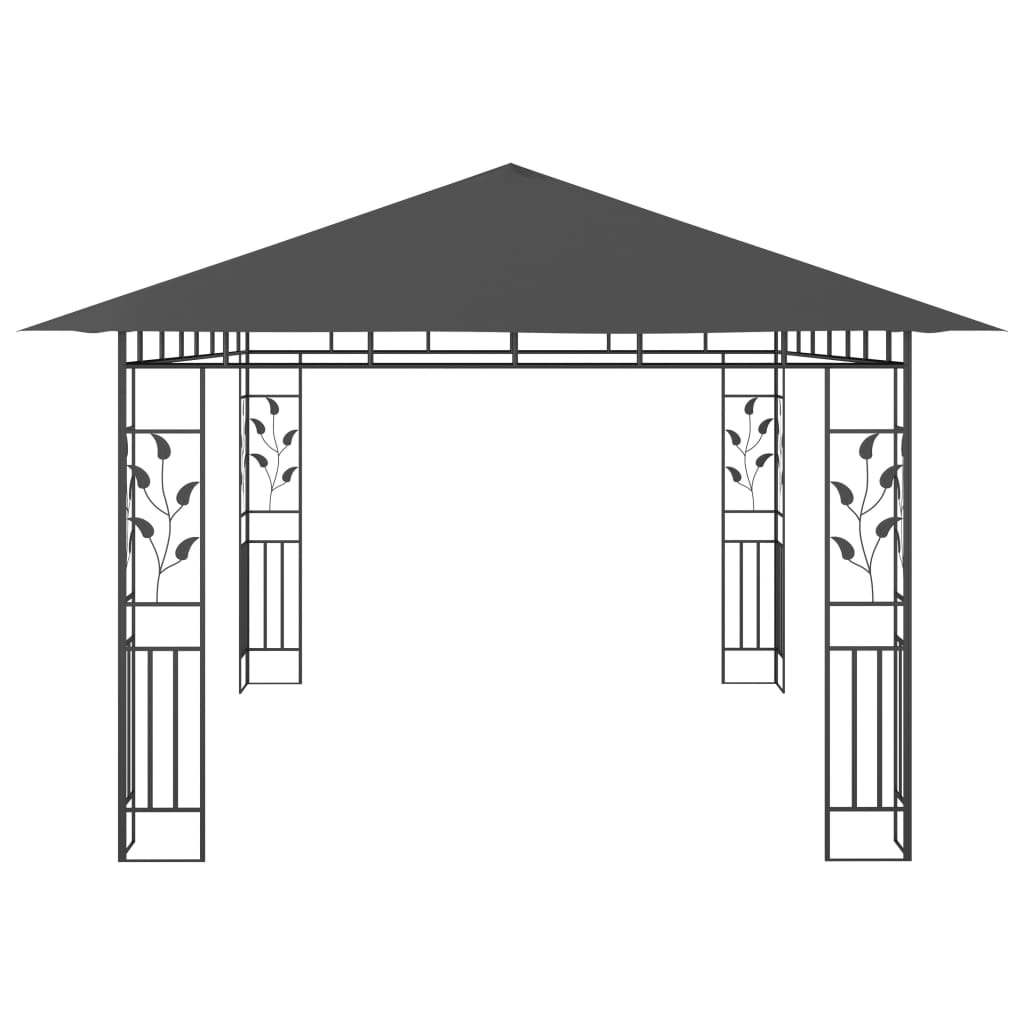 Tuinpaviljoen – Tuinoverkapping – Pergola – Prieel – Tuinhoek – Met Lichtslingers – Stevige Stalen Constructie – Afmeting 4x3x2,73m Anthraciet
