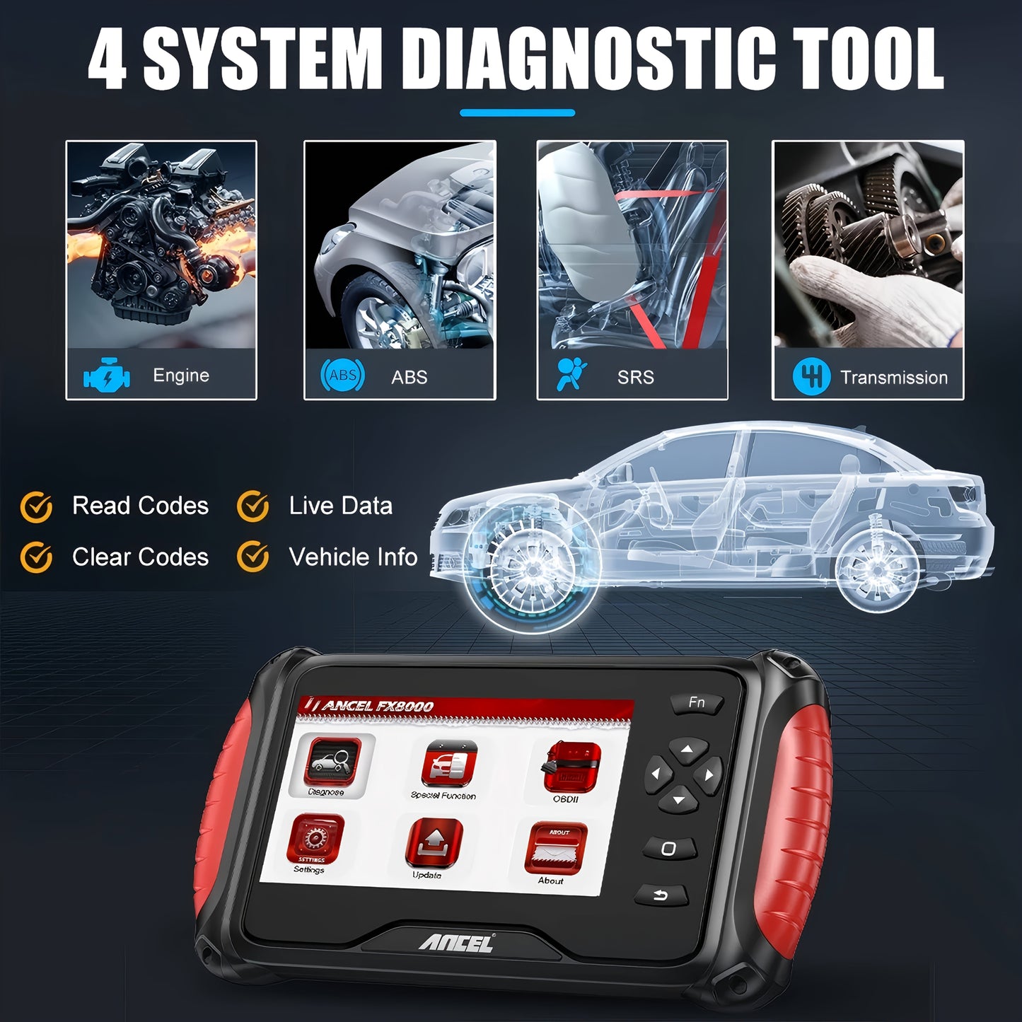 OBD2 Scanner – Auto Diagnose Tool – Foutcode Lezer – Voertuig Scanner – Autodiagnose Apparaat – Draadloos Bluetooth – 30+ Resetfuncties Free Wi-Fi Updates