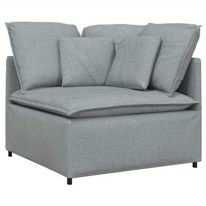 Modular Sofa with Cushions, Light Grey Fabric