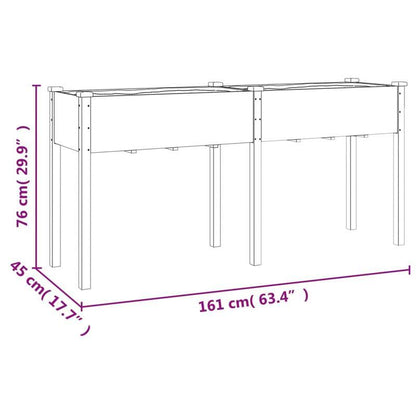 Plantenbak – Bloembak – Bloempot – Bloemenbak – Kweekbak – Massief Vurenhout – Grijze Voering – 161x45x76 cm – Duurzaam & Lichtgewicht