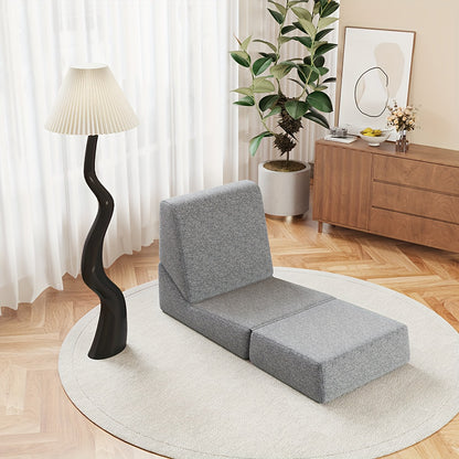 Slaapbank – Bedbank – Slaapstoel – Logeerbed – Slaapfauteuil – Drievoudig Opvouwbaar – Comfortabele Katoenen Vulling – Ruimtebesparend Ontwerp – Grijs