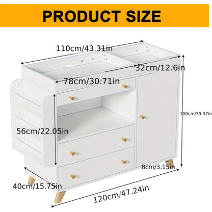 Kaptafel – Ladekast – Make-up Tafel – Opbergmeubel – Slaapkamerkast – Ruime Opbergruimte – Afneembaar Blad – Stevig Hout 100 kg Draagvermogen