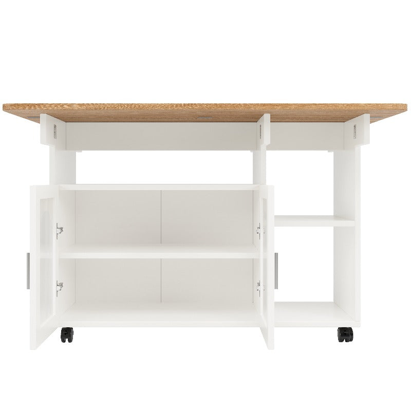 Keukeneiland – Keukenwagen – Buffetkast – Servieskast – Mobiele Trolley – Metalen Frame – Houten Werkblad
