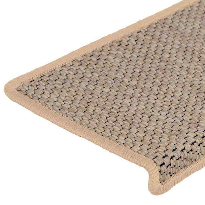 Trapmatten Zelfklevend – Trapbekleding – Antislip Trapmat – Trapstroken – Trapstickers – Beige Sisal Look – Set 15 Stuks – 65x21x4 cm – 5,3 mm Dikte – Duurzaam en Makkelijk Te Installeren