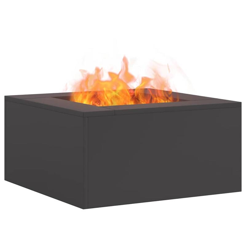Heavy-Duty Metal Fire Pit - Outdoor Fireplace with Built-in Lighter, 60x60x30cm Rectangular Fire Pit for Patio, Deck, Backyard, Fire Pit for Camping