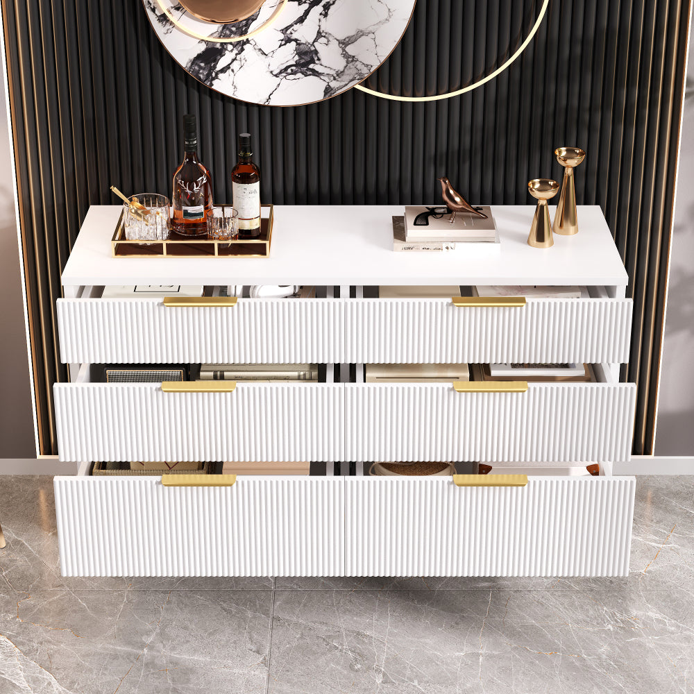 Modern 6-Drawer -Standing Cabinet/Sideboard - Lightweight Sturdy Frame Suitable for, Bedroom & Hallway - Elegant Storage Unit with Spacious Drawers, Modern Furniture (Assembly Required)
