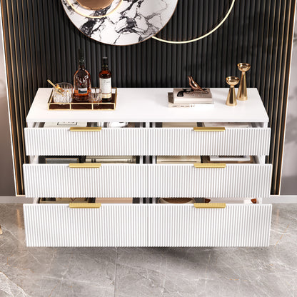 Modern 6-Drawer -Standing Cabinet/Sideboard - Lightweight Sturdy Frame Suitable for, Bedroom & Hallway - Elegant Storage Unit with Spacious Drawers, Modern Furniture (Assembly Required)