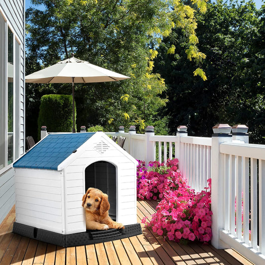 Hondenhok – Hondenbench – Hondenmand – Huisdierkooi – Plastic Hond Huis – Ventilatieroosters – Verhoogde Vloer – Binnen en Buiten Gebruik