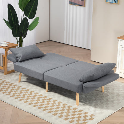 Slaapbank – Bedbank – Logeerbed – Slaapsofa – Bedbank met Opbergruimte – Grijs Linnen Look – Verstelbare Rugleuning – Compact 170x83 cm