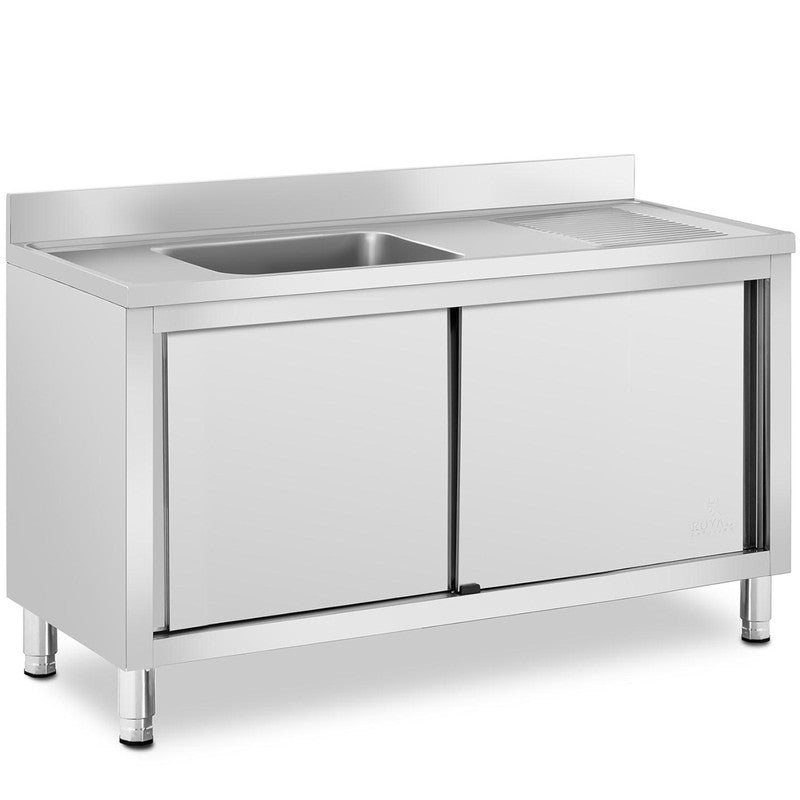 Keukenspoelbak – Spoelbak – Gootsteen – Wasbak – Spoeltafel – 1 Bak Met Schuifdeuren – RVS – 50x40x24 cm Grote Bak