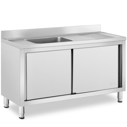 Keukenspoelbak – Spoelbak – Gootsteen – Wasbak – Spoeltafel – 1 Bak Met Schuifdeuren – RVS – 50x40x24 cm Grote Bak