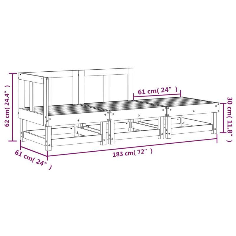 3-delige Loungeset – Tuinset – Loungeset – Tuinmeubelen – Tuinbank Bruin – Massief Grenenhout – Compact Formaat